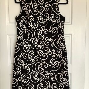 Ann Taylor Black and White Sheath Midi Dress